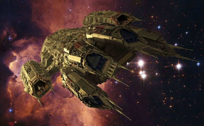 Illustration for article titled This Incredible Battlestar LEGO Model is Ten Feet Long